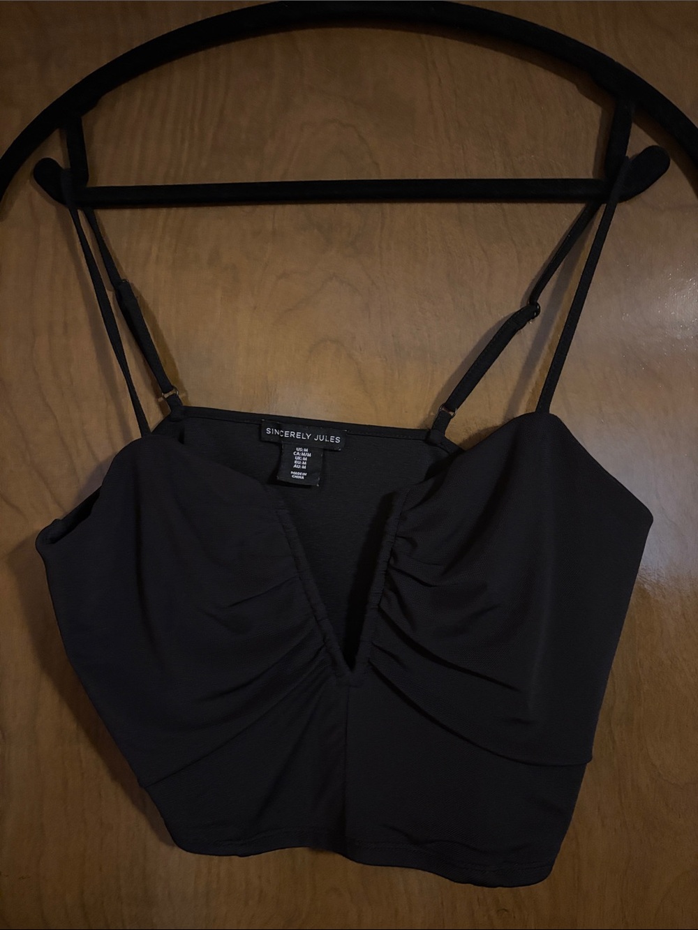 Elegant cropped v cut spaghetti strap tank